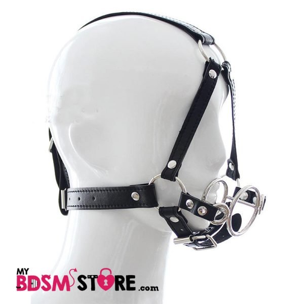 Arnes mordaza doble aro double ring gag harness fetish BDSM for slaves submissives escorzo
