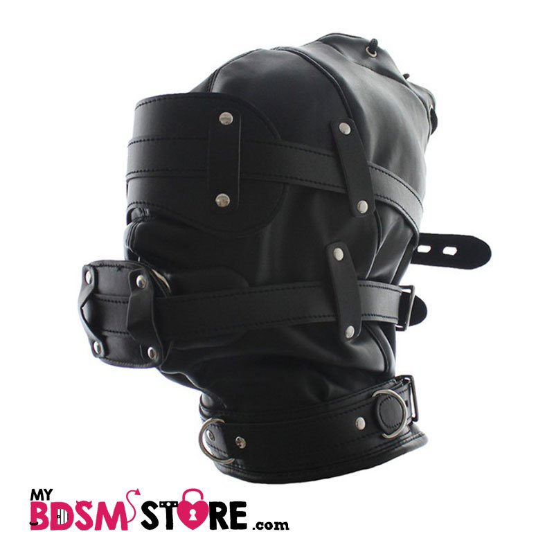 Máscara de privación sensorial con mordaza de panel pene BDSM fetish Hood sensory deprivation gag cock penis completa Máscara de privación sensorial con mordaza de panel pene BDSM fetish Hood sensory deprivation gag cock penis completa