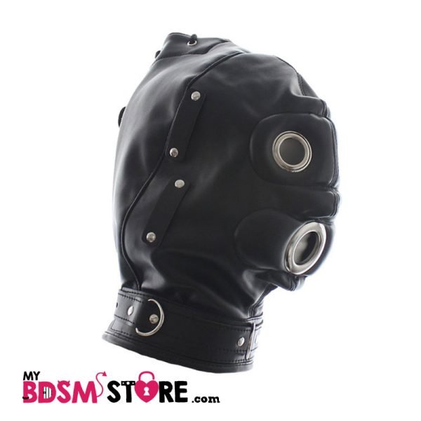 Máscara de privación sensorial con mordaza de panel pene BDSM fetish Hood sensory deprivation gag cock penis sin accesorios