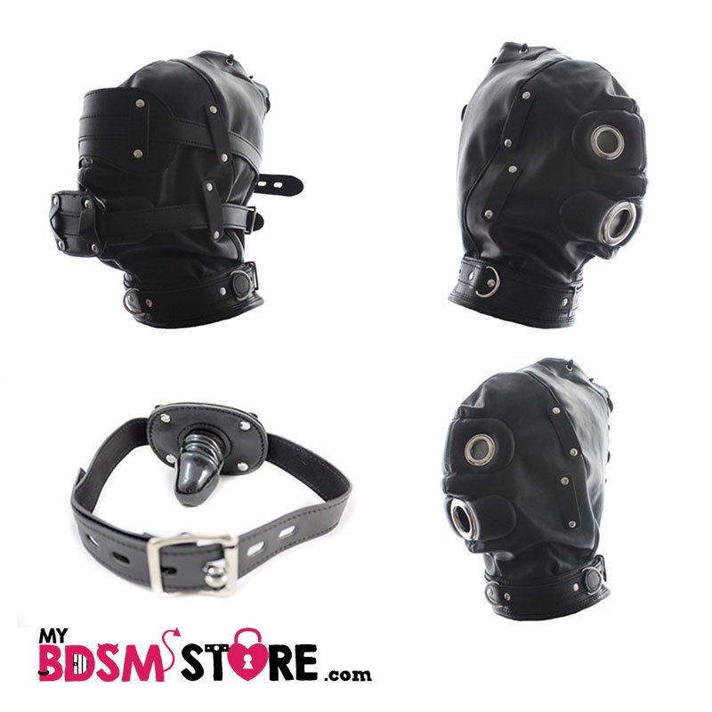 Máscara de privación sensorial con mordaza de panel pene BDSM fetish Hood sensory deprivation gag cock penis completa montaje Máscara de privación sensorial con mordaza de panel pene BDSM fetish Hood sensory deprivation gag cock penis completa montaje