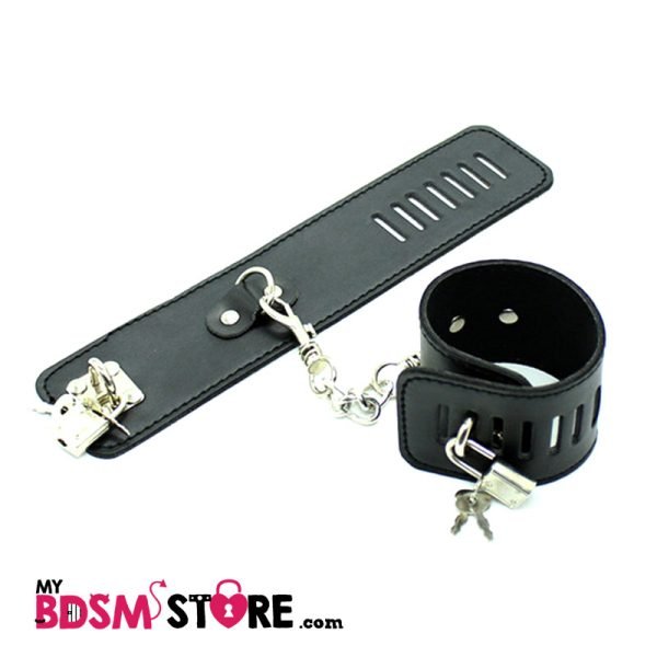 Muñequeras y Tobilleras Candado restrain cuffs bdsm bondage dominación sumision llave control atar wrist ankle black expandida