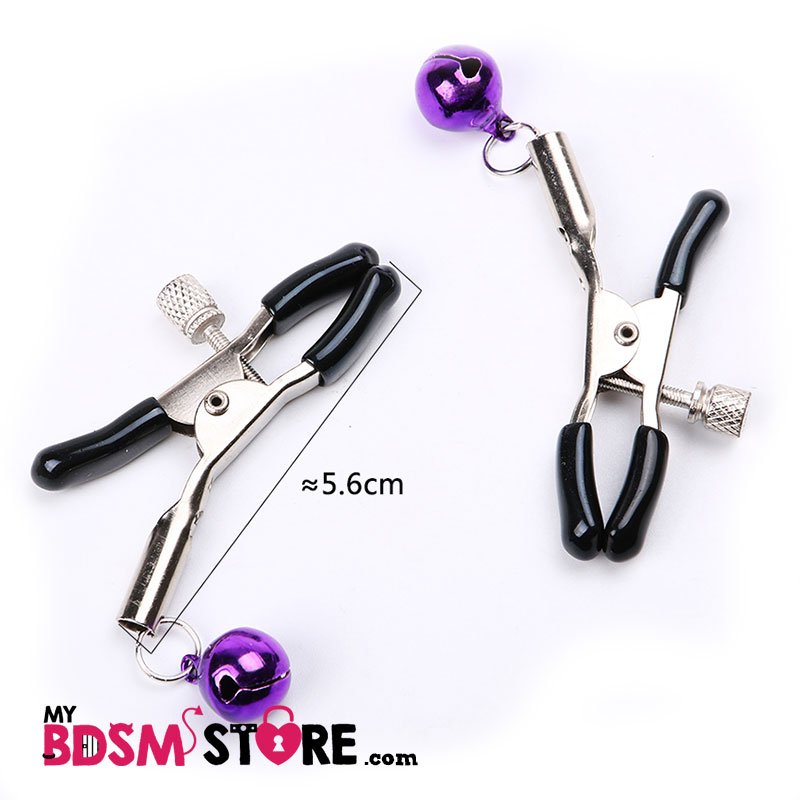 Pinzas-regulables-con-cascabel-(Nipple-clamps)-tamaño Pinzas regulables con cascabel Nipple clamps torture BDSM clitoris fetish kink tamaño