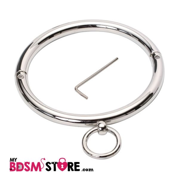 Collar de Acero cilíndrico BDSM fetish bondage sumiso esclavo slave submissive lockable key o ring anilla allen