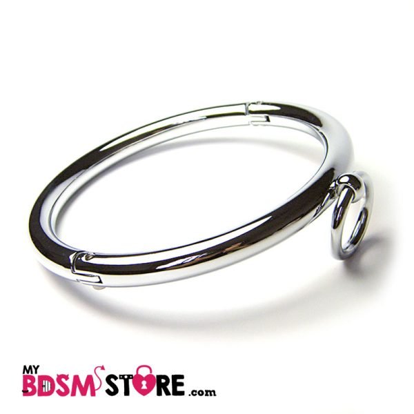 Collar de Acero cilíndrico BDSM fetish bondage sumiso esclavo slave submissive lockable key o ring anilla levantado