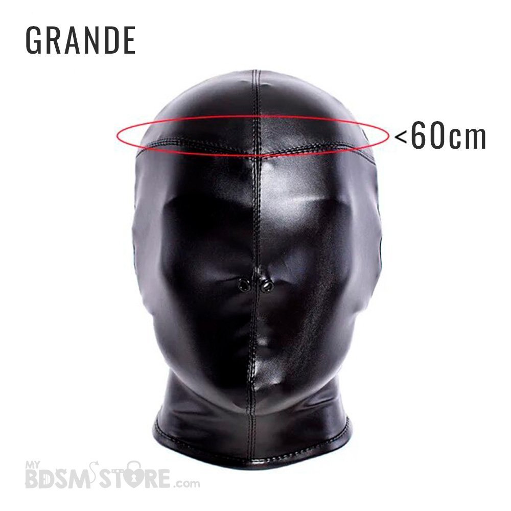 Mascara cerrada cuero sintético aislamiento privación sensorial BDSM agujeros nariz bondage negra grande Mascara cerrada cuero sintético aislamiento privación sensorial BDSM agujeros nariz bondage negra grande