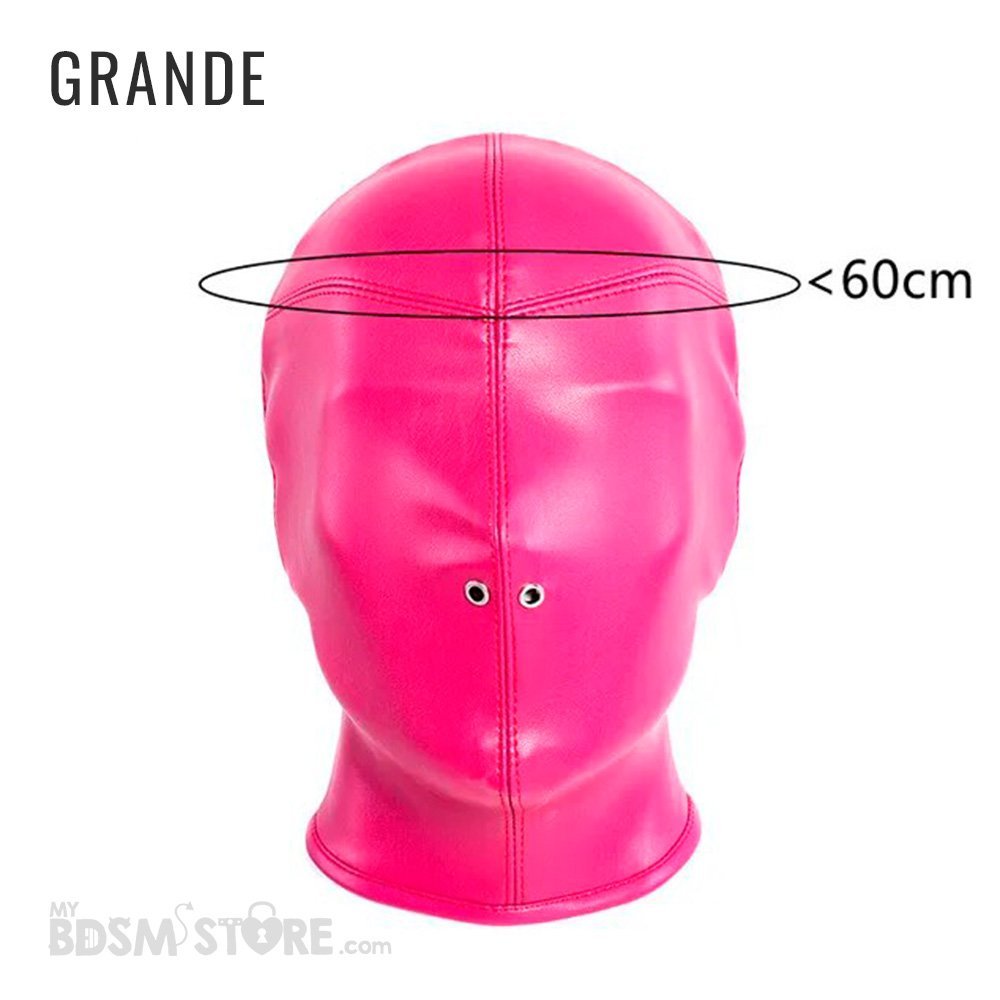 Mascara cerrada cuero sintético aislamiento privación sensorial BDSM agujeros nariz bondage rosa grande Mascara cerrada cuero sintético aislamiento privación sensorial BDSM agujeros nariz bondage rosa grande