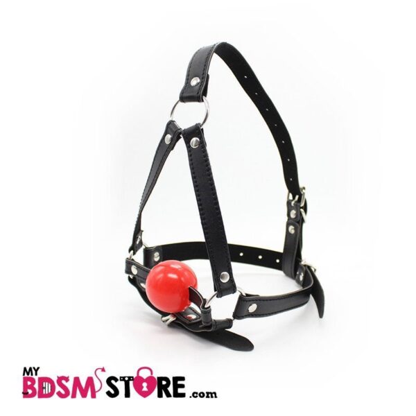 Arnés mordaza con bola de silicona roja harness gagball