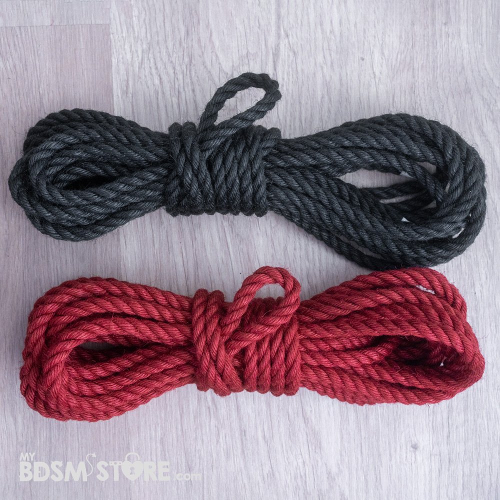 Cuerda de yute Japonés para shibari Premium teñida negro rojo, red black rope bondage atado atadura fetish BDSM suelo Cuerda de yute Japonés para shibari Premium teñida negro rojo, red black rope bondage atado atadura fetish BDSM suelo