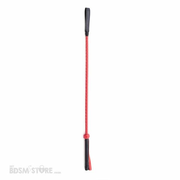 Fusta Roja y Negra fetish BDSM elegante spank azotes black red quick tip crop cuero sintético vertical
