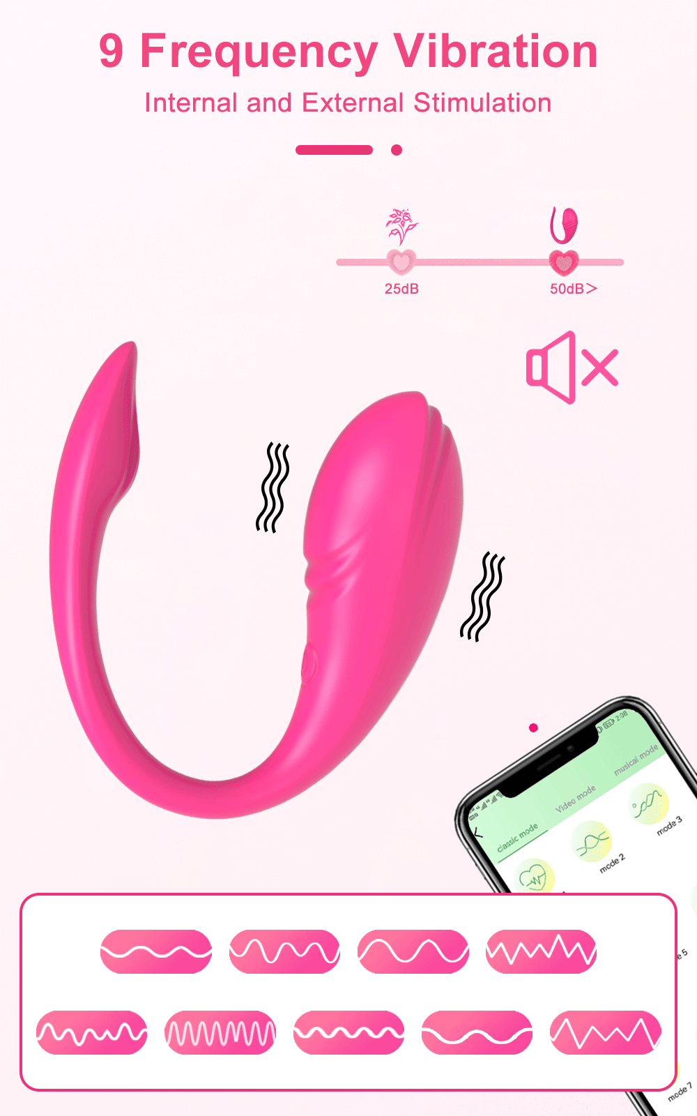 Vibrador estimulación dual punto g y vaginal control remoto por APP 9 frecuencias
