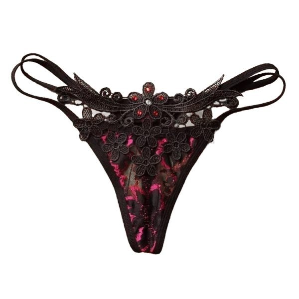 Tanga black temptation de encaje transparencias seductor elegante sexy fucsia negro sensual intimo lencería mujer provocativo suave