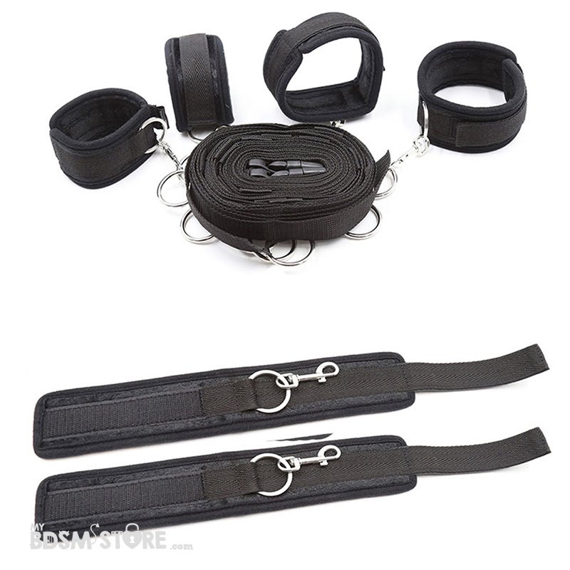 Correas-de-bondage-para-cama-con-Kit-de-Restricciones-bed-bondage-anclajes-atadura-erotica-BDSM-Abiertas Bondage Straps and Bed Restraints - Image 14
