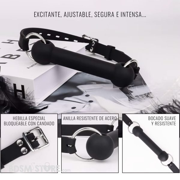 Mordaza Bocado Bite gag de Silicona ajustable universal BDSM sumisión bondage petplay correa detalles