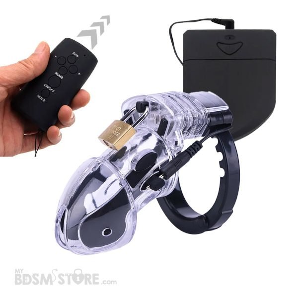 Jaula de Castidad Electro Estimulación Control Remoto BDSM shock chastity cage cinturon mando principal
