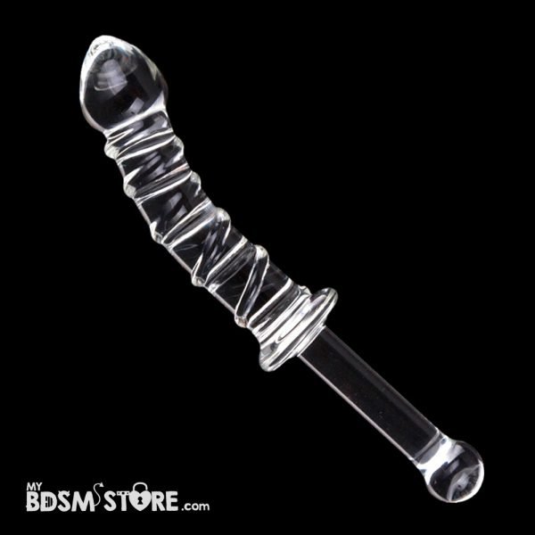 Dildo de Cristal Masturbador Pene con empuñadura suave pyrex preciso gran tamaño anal vaginal penetracion main diagonal