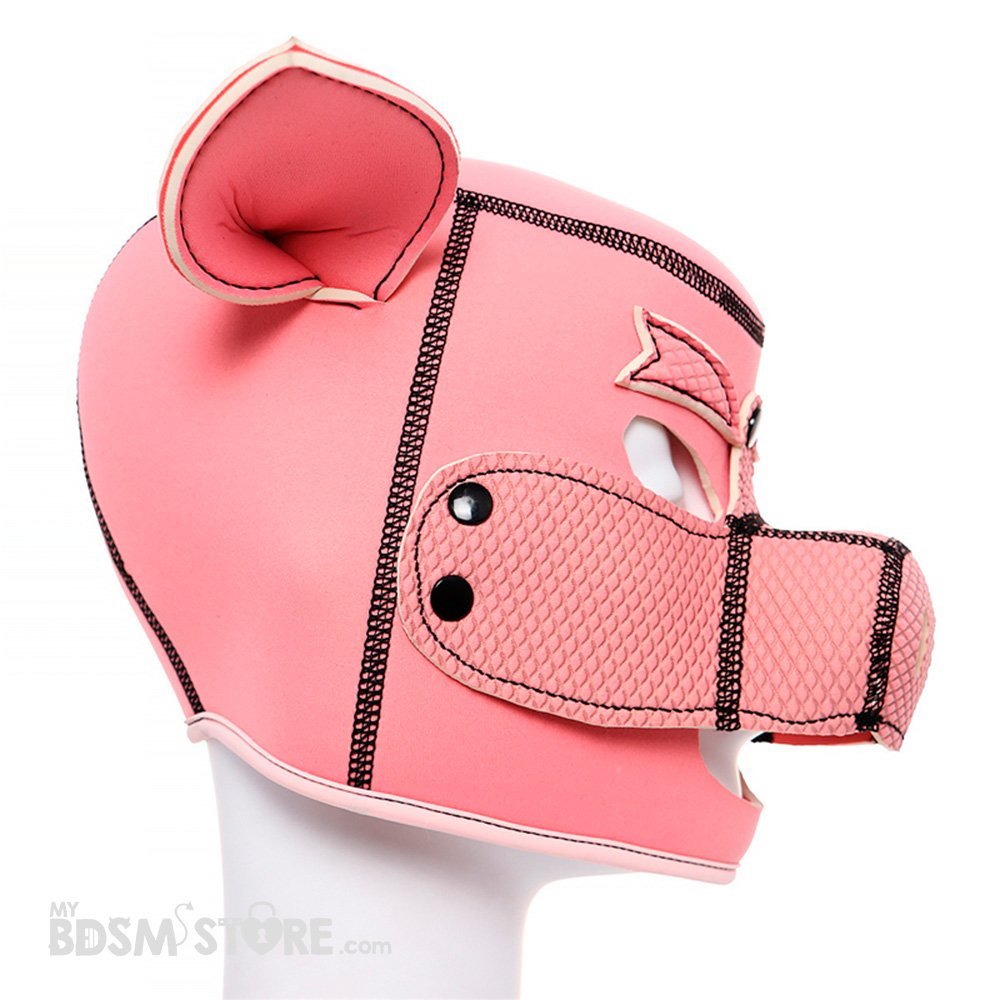 Máscara de Cerdito Piggy roleplay de Humillación BDSM petplay sumiso neopreno elástica humiliation pig rosa lateral Máscara de Cerdito Piggy roleplay de Humillación BDSM petplay sumiso neopreno elástica humiliation pig rosa lateral