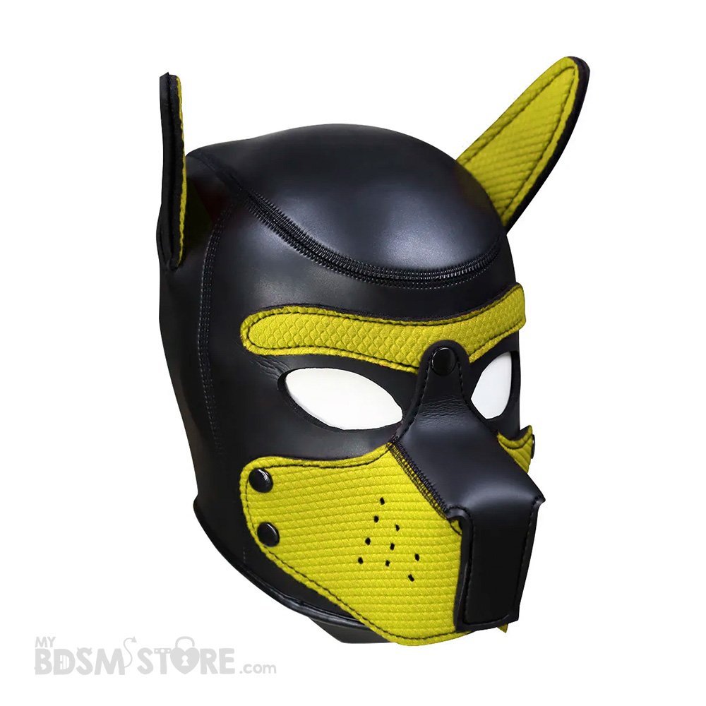 Máscara de perro puppy cachorro perrito dogplay petplay BDSM gay fetish code codigo colores juegos de rol amarillo Máscara de perro puppy cachorro perrito dogplay petplay BDSM gay fetish code codigo colores juegos de rol amarillo