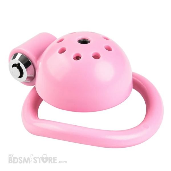 Jaula de Castidad Compacta fetish sonda uretral tamaño rosa negro redondeado BDSM sumisión chastity belt device lateral sonda click and lock apoyada