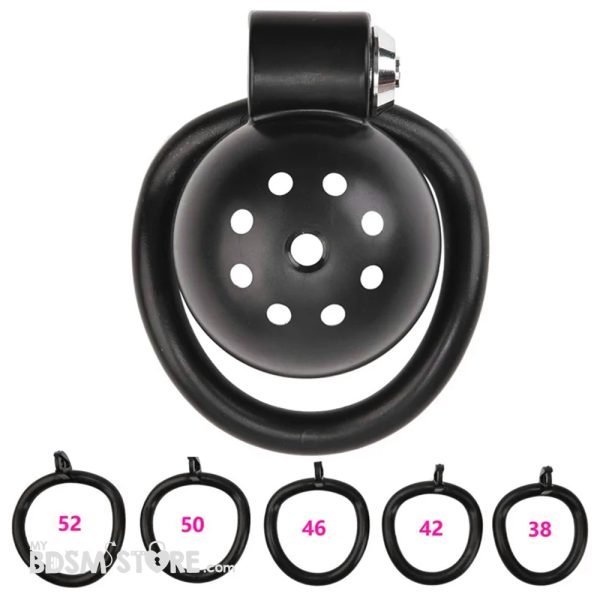 Jaula de Castidad Compacta fetish sonda uretral tamaño rosa negro redondeado BDSM sumisión chastity belt device lateral sonda click and lock anillas