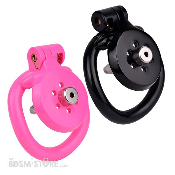 Jaula de Castidad Plana de Resina con Sonda Premium fetish BDSM sumiso slave cuckold control chastity belt rosa negro main