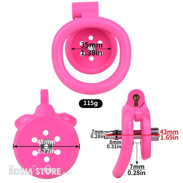 Jaula de Castidad Plana de Resina con Sonda Premium fetish BDSM sumiso slave cuckold control chastity belt rosa negro tamaño