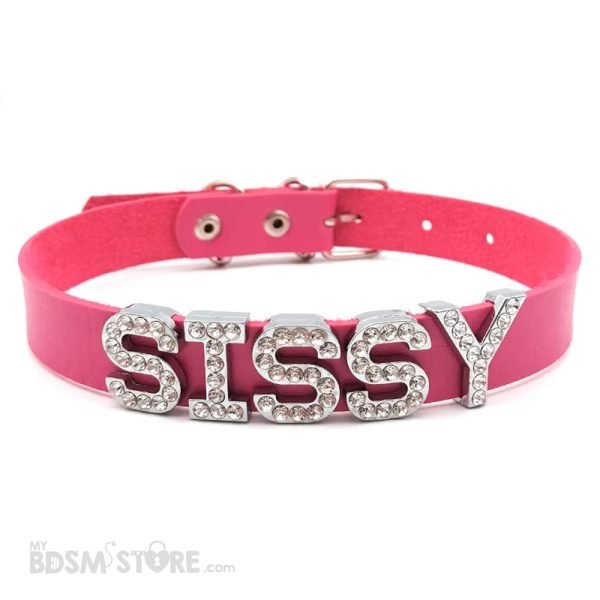 Collar choker Sissy Gargantilla BDSM fetish sumisa bondage slut femdom Rosa