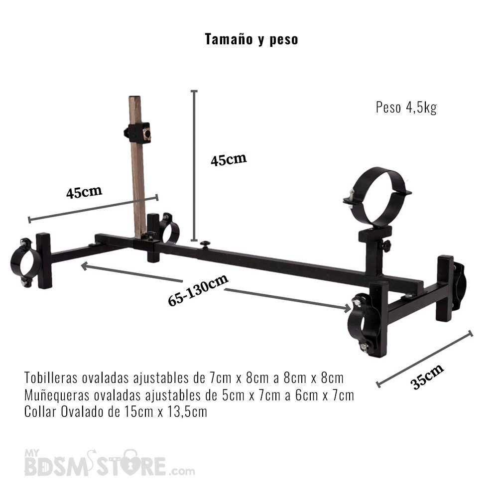 Restricción metálica a 4 patas con dildo trasero BDSM bondage fetish kink humillación azotes spanking ajustable negra acero producto medidas y peso Restricción metálica a 4 patas con dildo trasero BDSM bondage fetish kink humillación azotes spanking ajustable negra acero producto medidas y peso