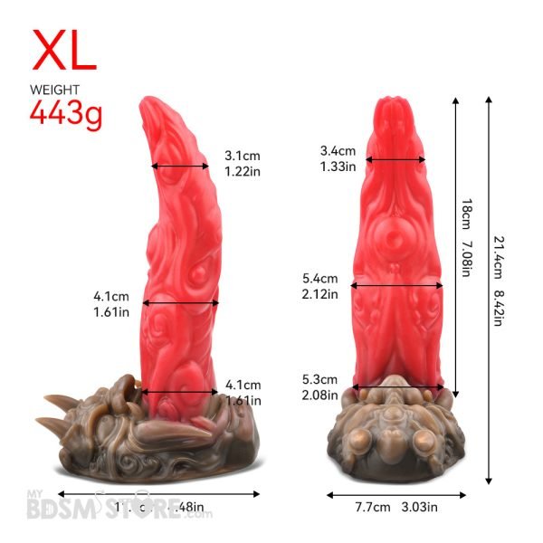 Dildo Oni Japonés Demoniaco Lengua Roja Monster Cock Fantasía de Silicona fetish BDSM pene penetración exotic no convencional tamaño size