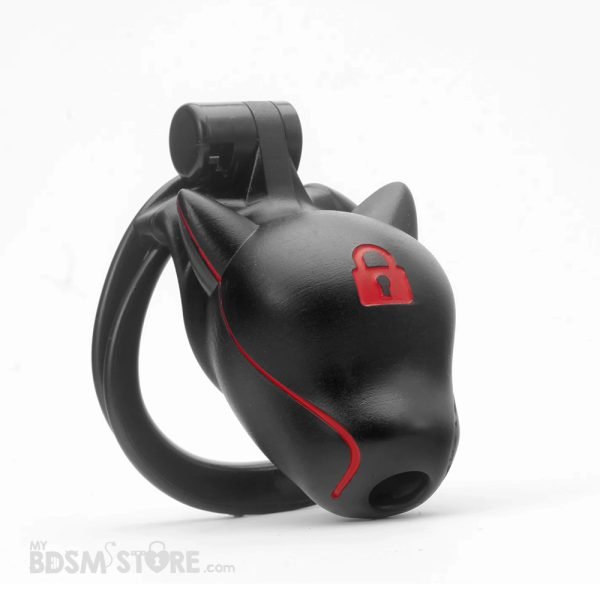 Jaula de Castidad Good Boy Puppy Perrito fetish BDSM esclavo bondage sumiso slave control de orgasmo 4 anillas negro rojo candado main